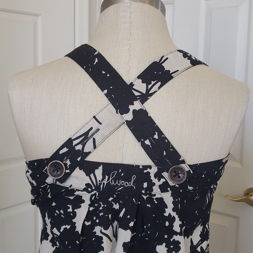 Anthropologie ELWOOD Black Off‑White Floral Cotton Camisole Top Sleeveless XS - Picture 8 of 16